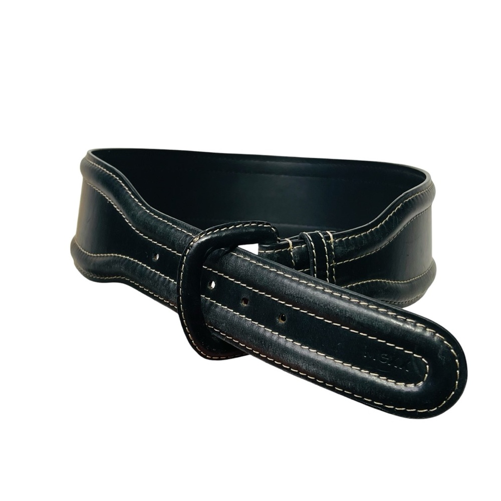 Mexx Black Cow Leather Rustic Wide Women's‎ Belt